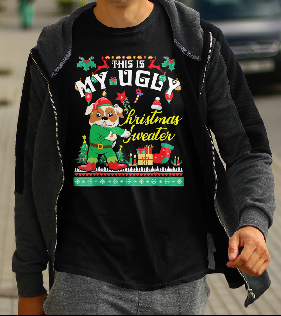 This Is My Ugly Christmas Sweater English Bulldog T-Shirt