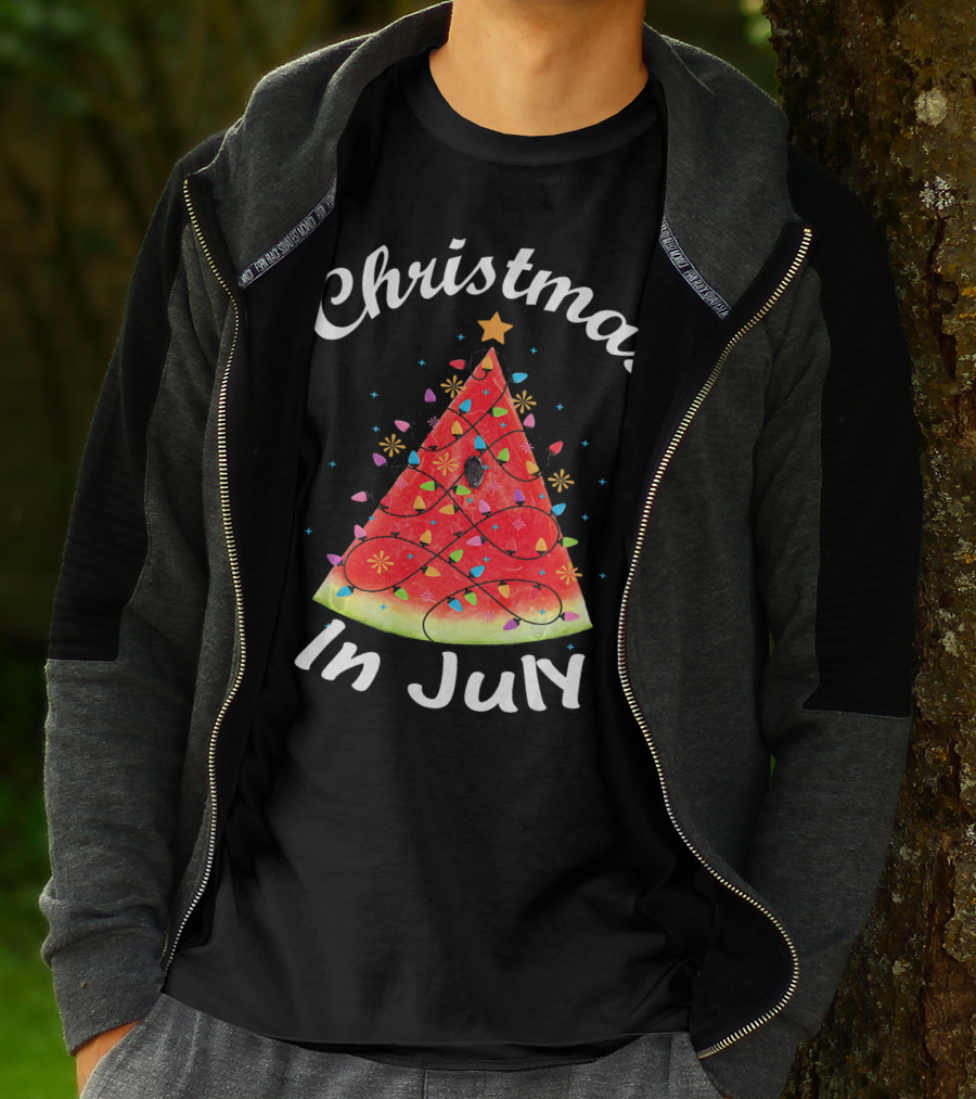 Christmas In July Watermelon Tree Lights T-Shirt