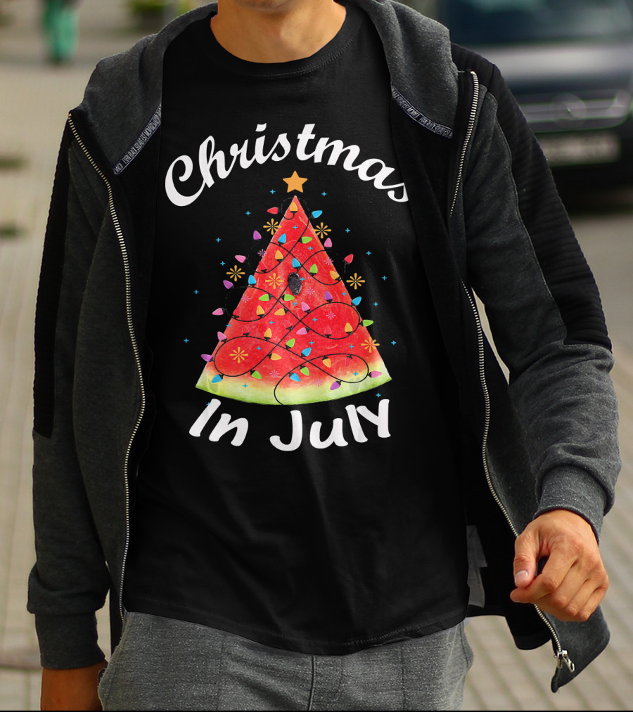 Christmas In July Watermelon Tree Lights T-Shirt