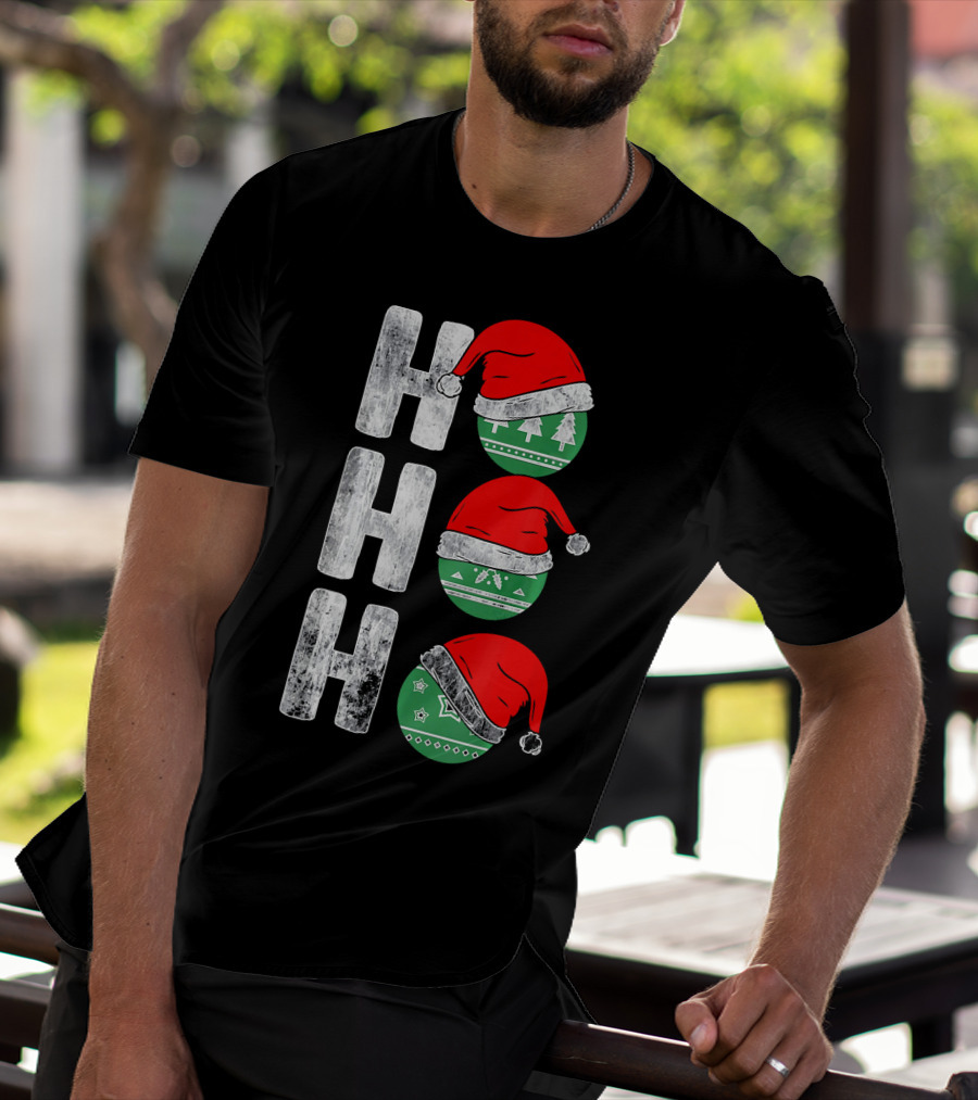 HO HO HO Santa Hat Funny Ornament Christmas Tree T-Shirt