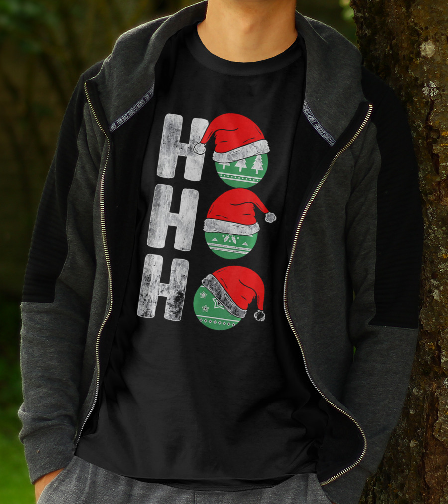 HO HO HO Santa Hat Funny Ornament Christmas Tree T-Shirt