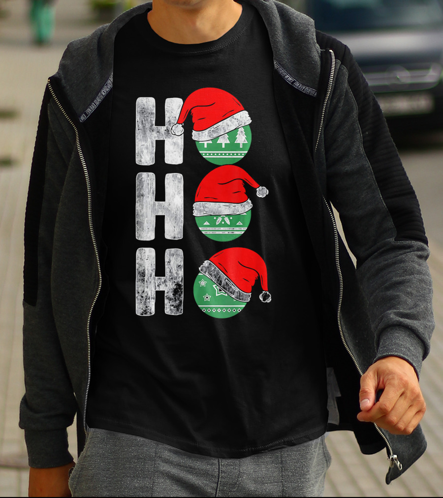 HO HO HO Santa Hat Funny Ornament Christmas Tree T-Shirt