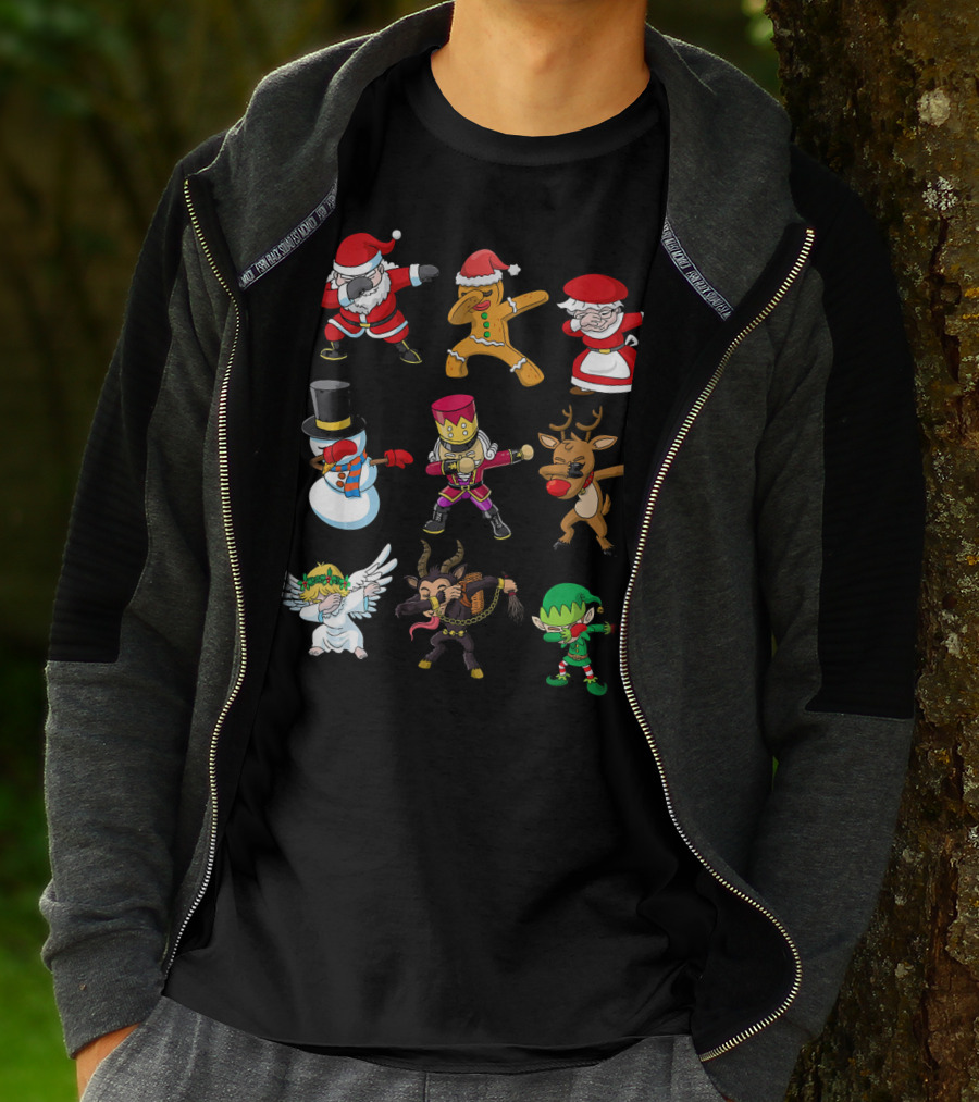 Christmas Dabbing Squad Santa Gingerbread Mrs. Claus Snowman Nutcracker Reindeer Angel Krampus Elf T-Shirt
