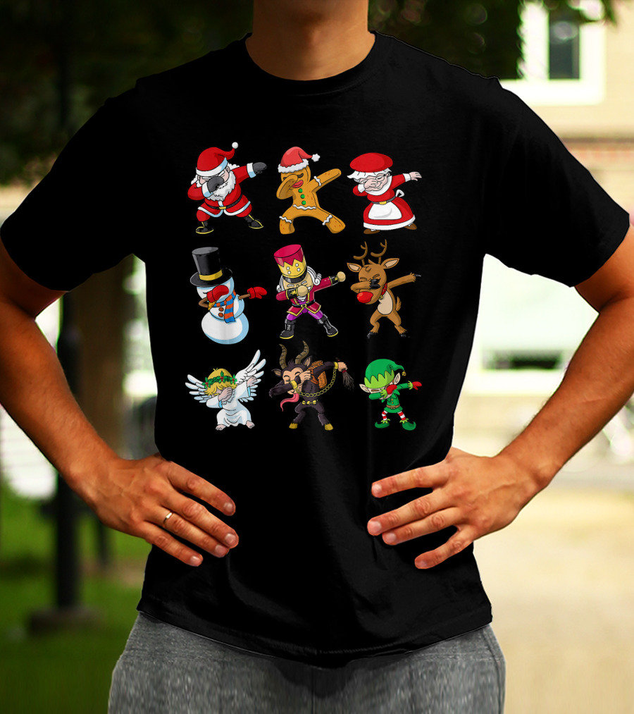 Christmas Dabbing Squad Santa Gingerbread Mrs. Claus Snowman Nutcracker Reindeer Angel Krampus Elf T-Shirt