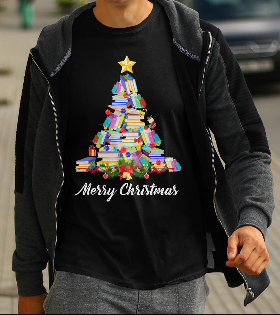 Merry Christmas Books Tree T-Shirt