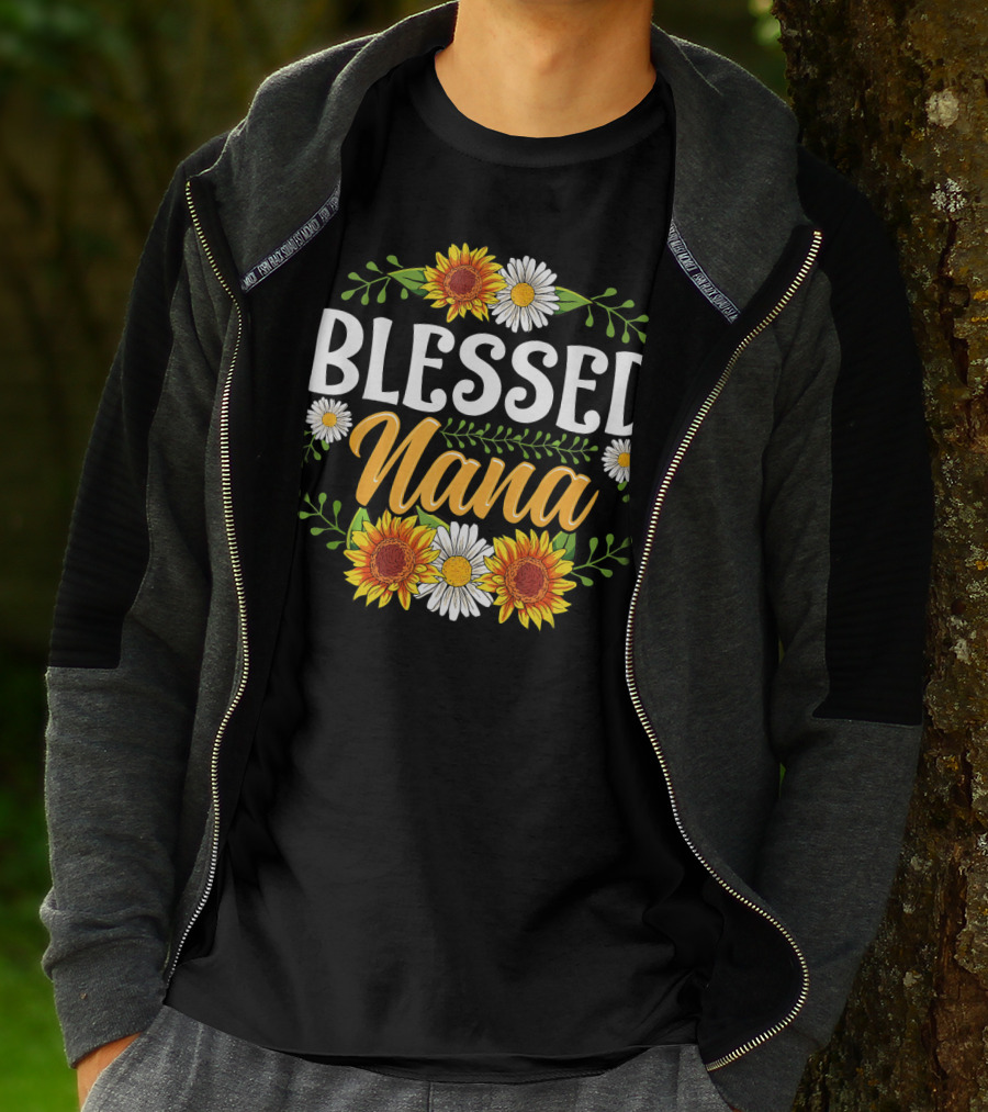 BLESSED NANA Sunflowers And Daisies Floral T-Shirt