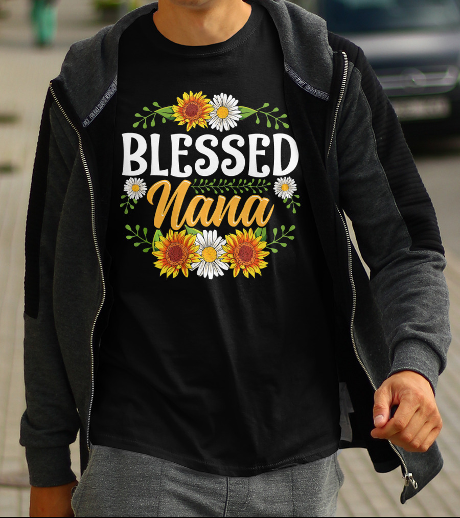 BLESSED NANA Sunflowers And Daisies Floral T-Shirt