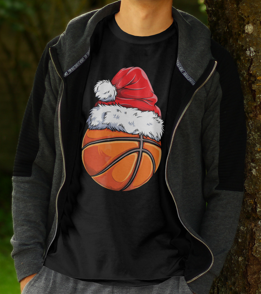 Basketball Santa Hat T-Shirt