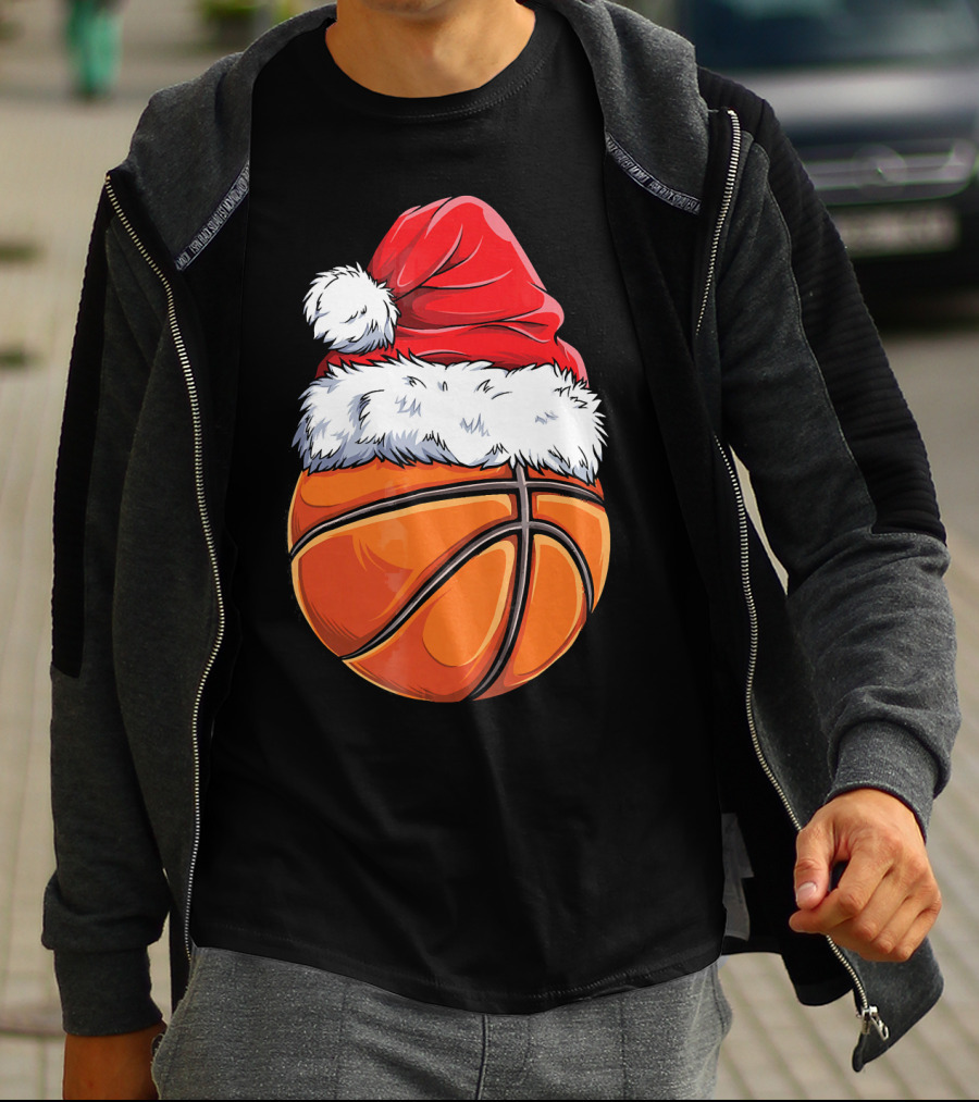 Basketball Santa Hat T-Shirt