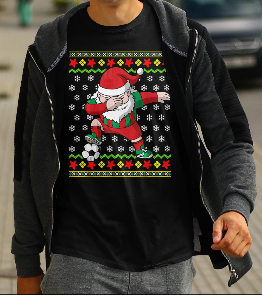 Santa Claus Dab Soccer Christmas Dabbing Ugly T-Shirt