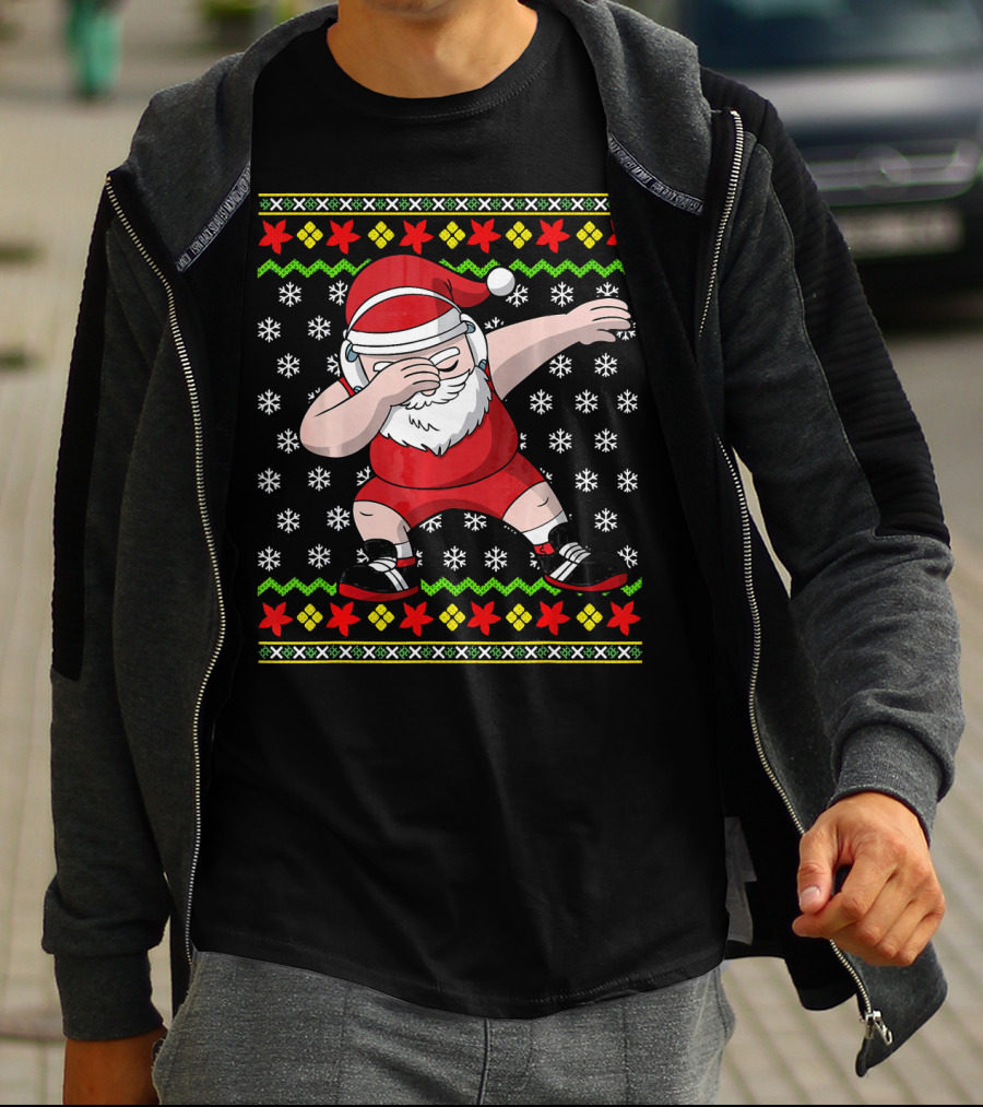 Wrestling Ugly Christmas Santa Dabbing Wrestler T-Shirt