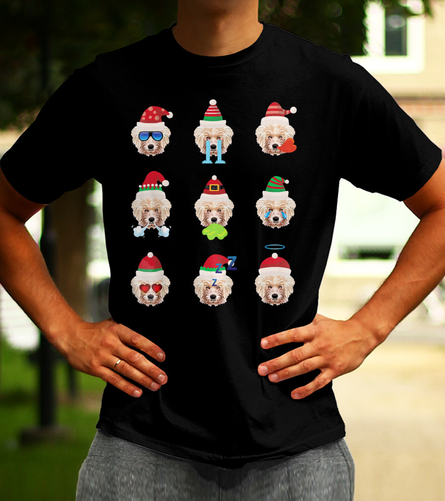 Lovely CAVACHON Dog Faces Santa Christmas Emotions T-Shirt