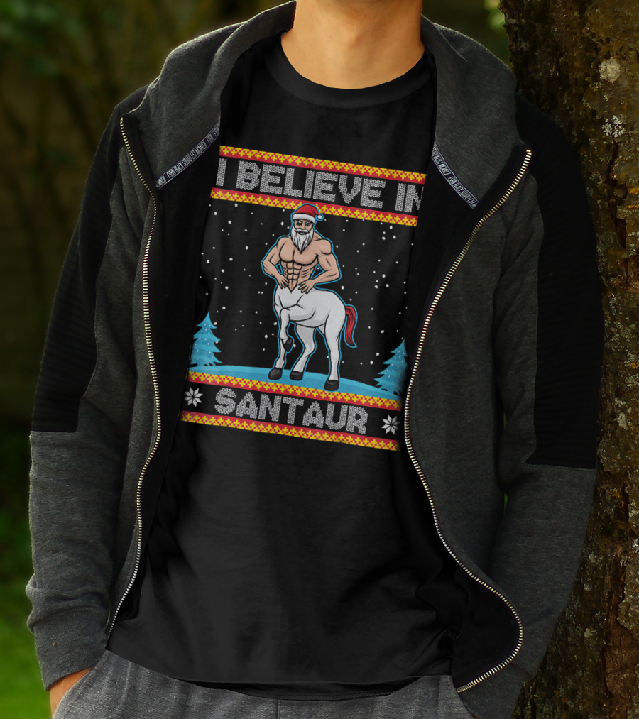 I Believe In Santaur Santa Centaur Christmas T-Shirt