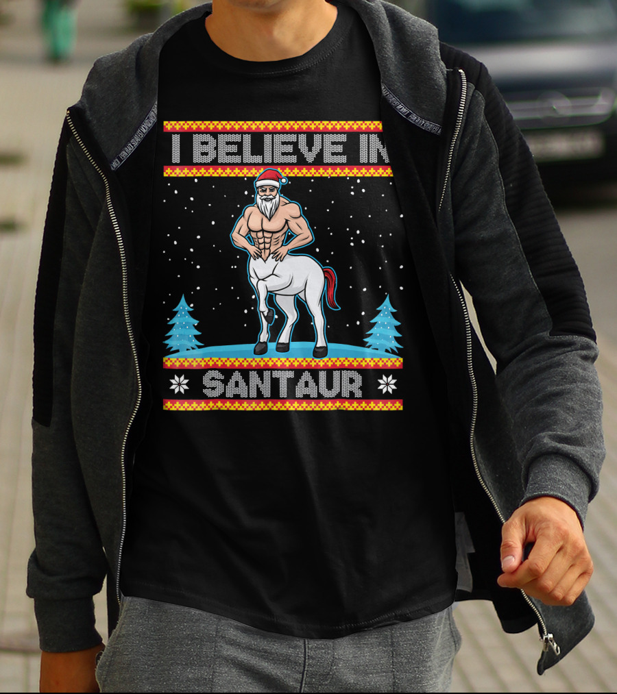 I Believe In Santaur Santa Centaur Christmas T-Shirt