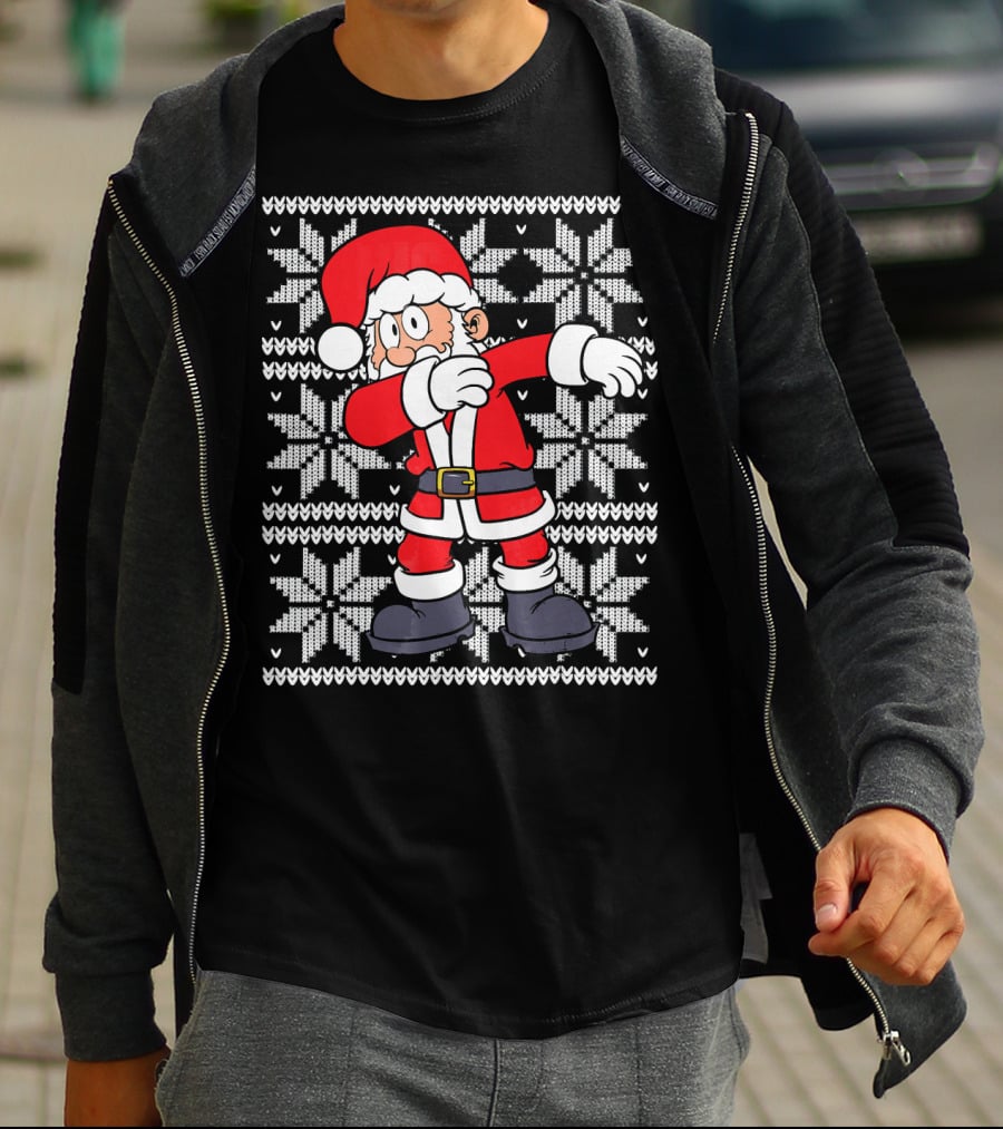 UGLY CHRISTMAS Dabbing Santa Dab Snowflake T-Shirt