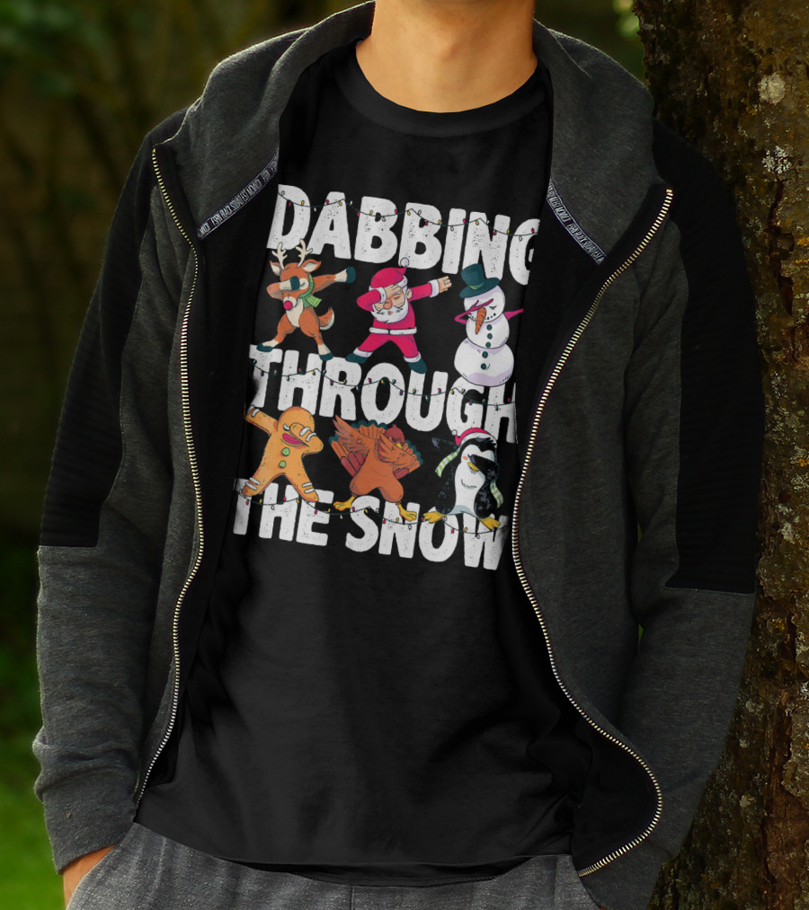 Dabbing Through The Snow Christmas Santa Friends Dabbing T-Shirt