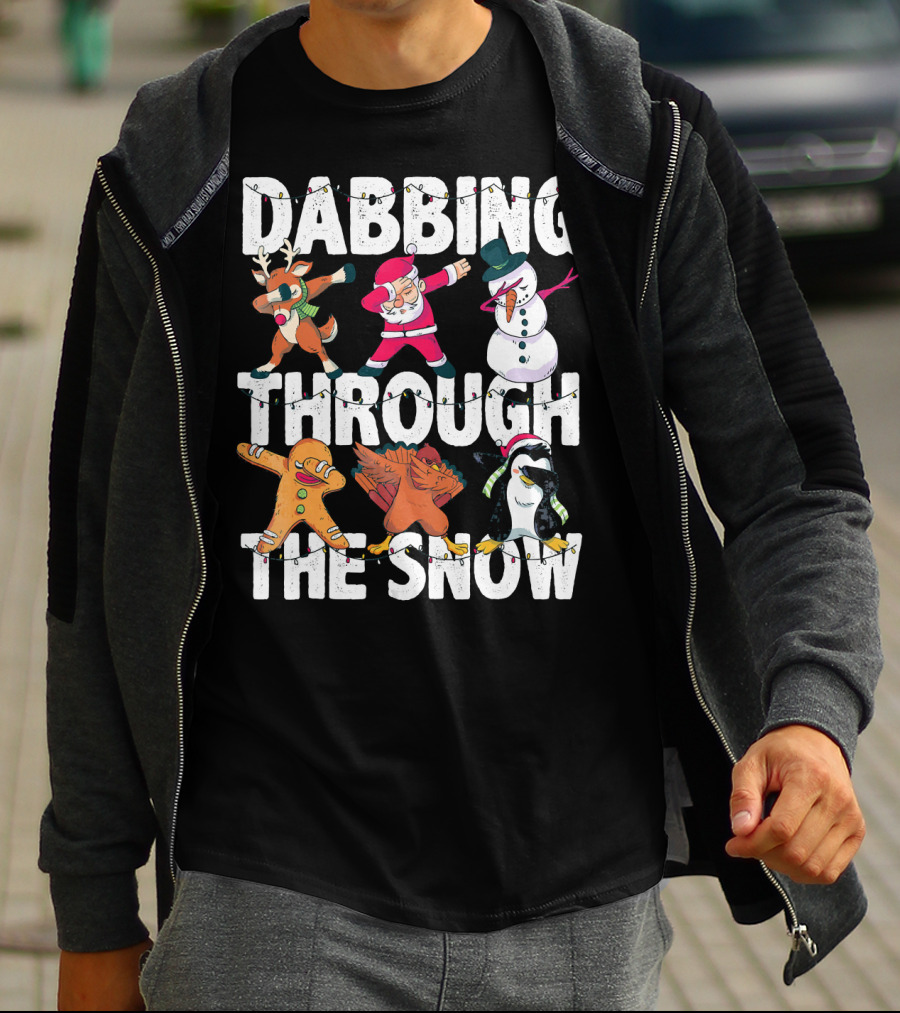 Dabbing Through The Snow Christmas Santa Friends Dabbing T-Shirt