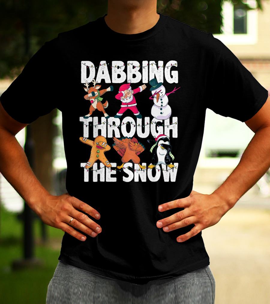 Dabbing Through The Snow Christmas Santa Friends Dabbing T-Shirt