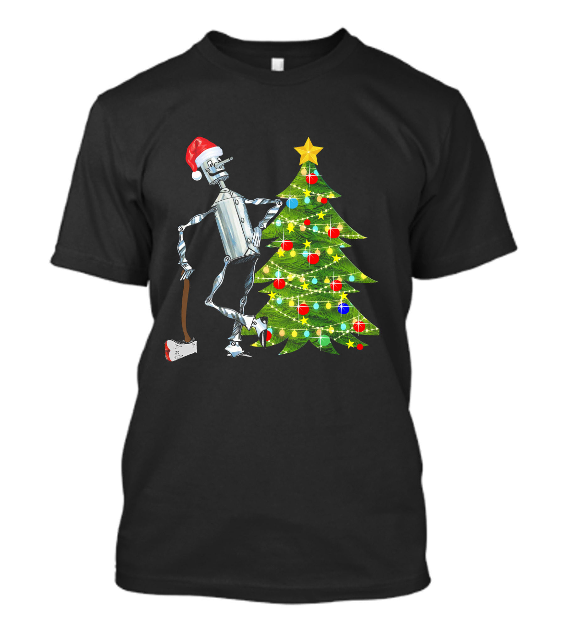 Tin Man Wizard Of Oz Santa Hat Christmas Tree T-Shirt