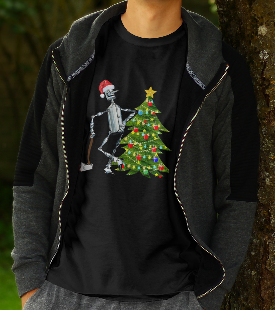 Tin Man Wizard Of Oz Santa Hat Christmas Tree T-Shirt