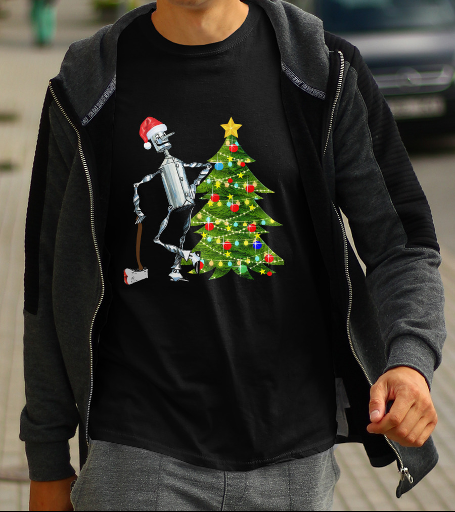 Tin Man Wizard Of Oz Santa Hat Christmas Tree T-Shirt