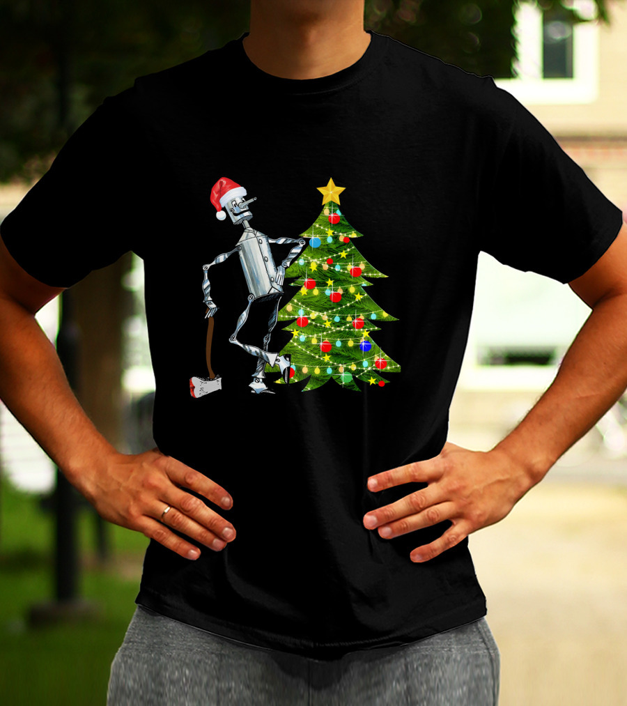 Tin Man Wizard Of Oz Santa Hat Christmas Tree T-Shirt