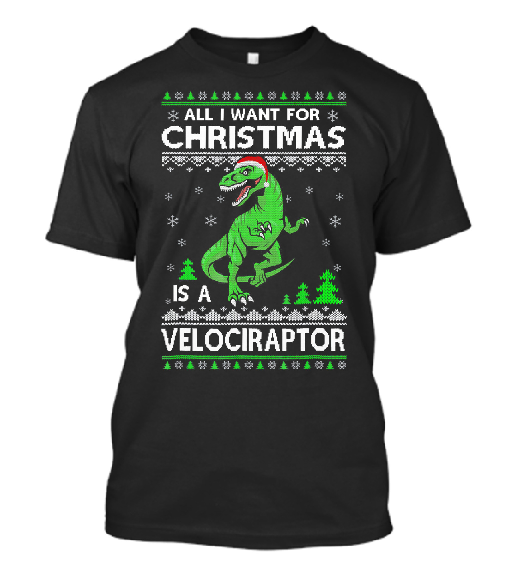 Funny Velociraptor Dinosaur Christmas All I Want Is A Velociraptor T-Shirt