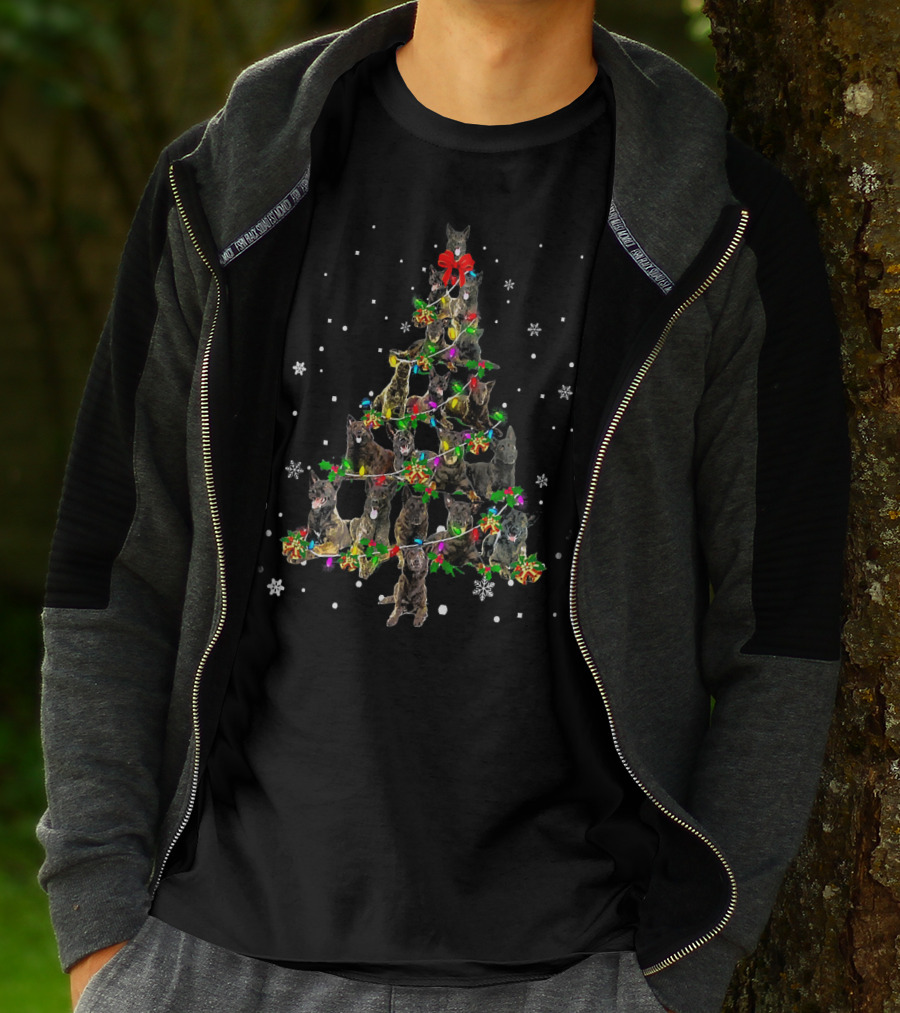 Cute Dutch Shepherd Dog Christmas Tree Festive Holiday Snowflakes T-Shirt