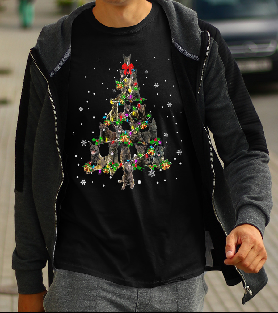 Cute Dutch Shepherd Dog Christmas Tree Festive Holiday Snowflakes T-Shirt