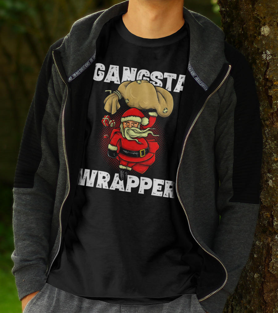 Gangsta Wrapper Santa With Sack And Gifts T-Shirt