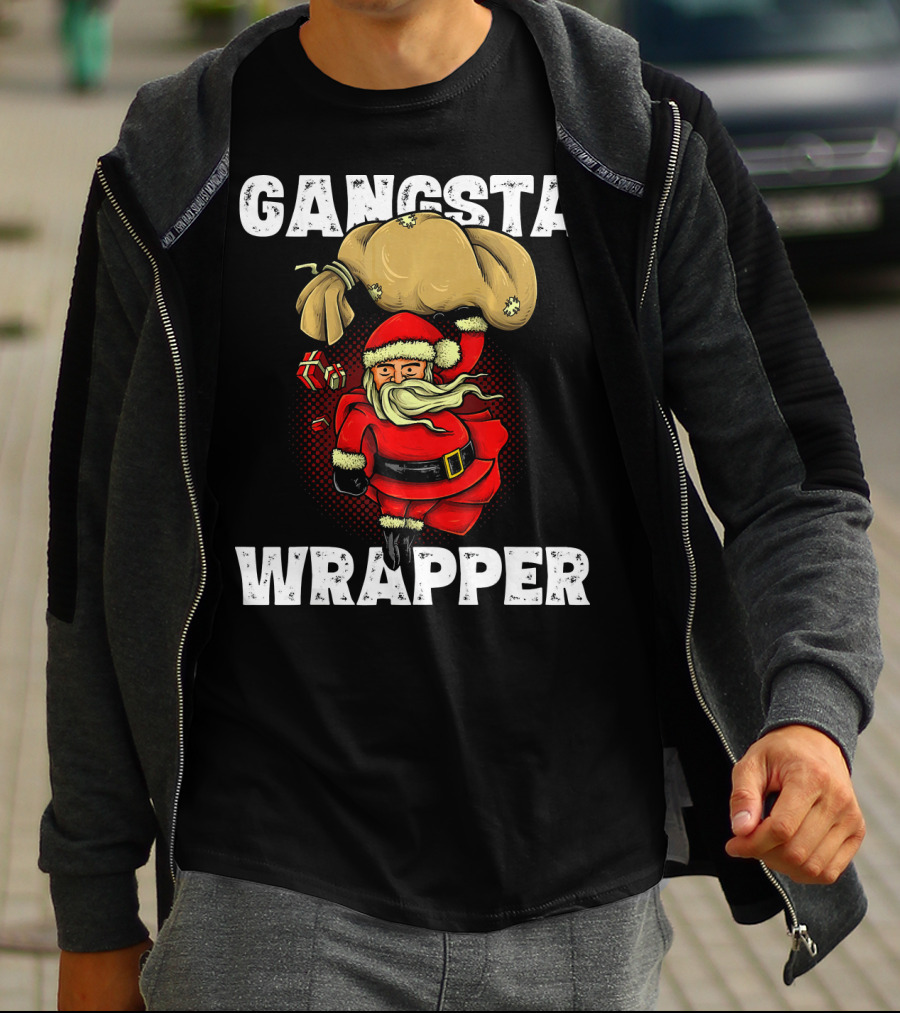 Gangsta Wrapper Santa With Sack And Gifts T-Shirt