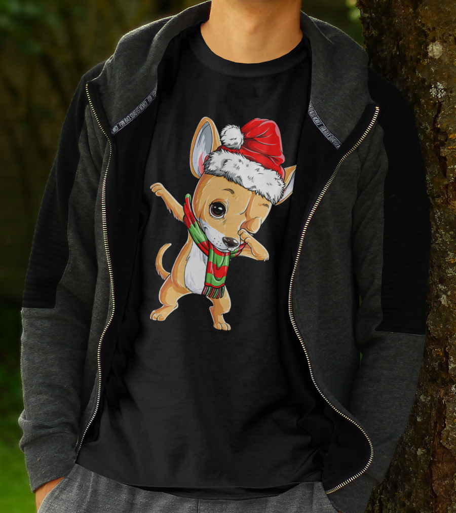 Chihuahua Santa Dabbing Christmas Scarf T-Shirt