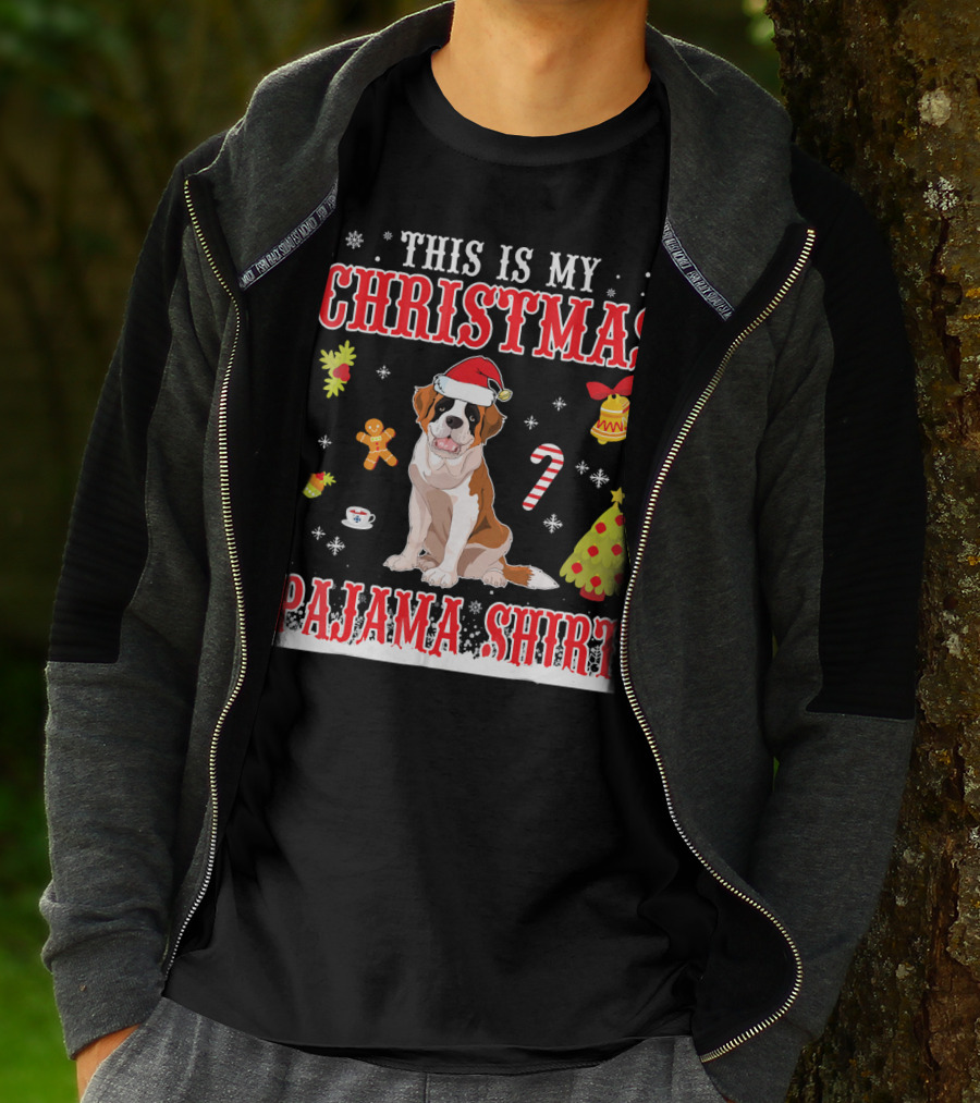 This Is My Christmas Pajama Shirt Saint Bernard Holiday T-Shirt