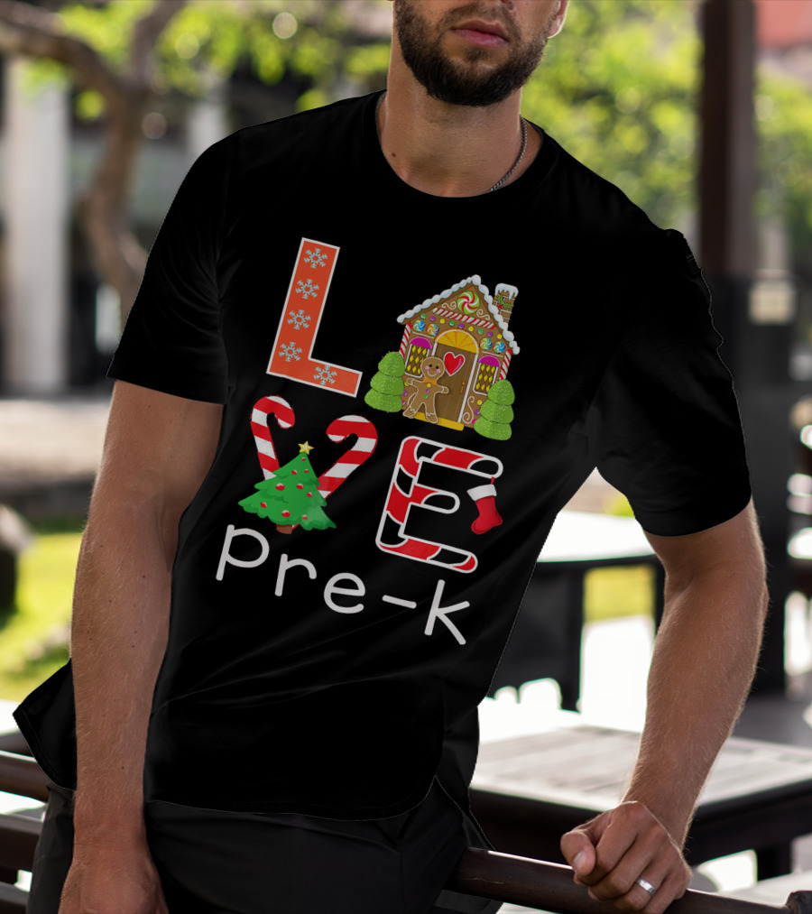 Love Pre-k Gingerbread Christmas Holiday Elements T-Shirt