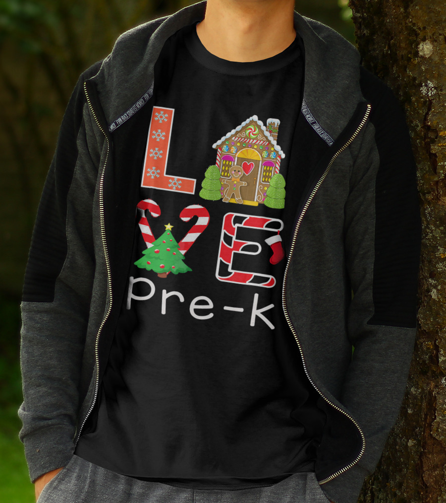 Love Pre-k Gingerbread Christmas Holiday Elements T-Shirt