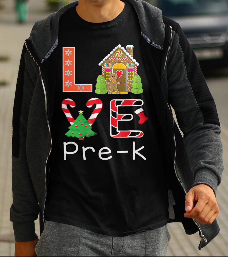 Love Pre-k Gingerbread Christmas Holiday Elements T-Shirt