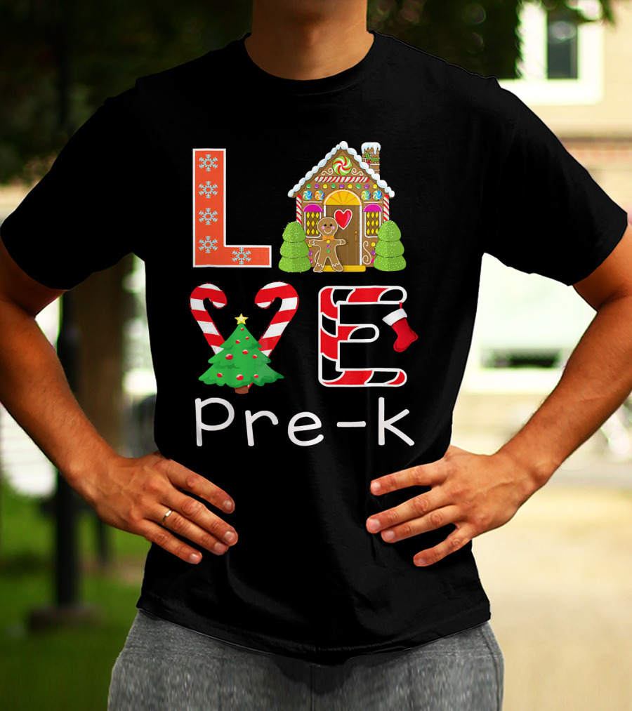 Love Pre-k Gingerbread Christmas Holiday Elements T-Shirt