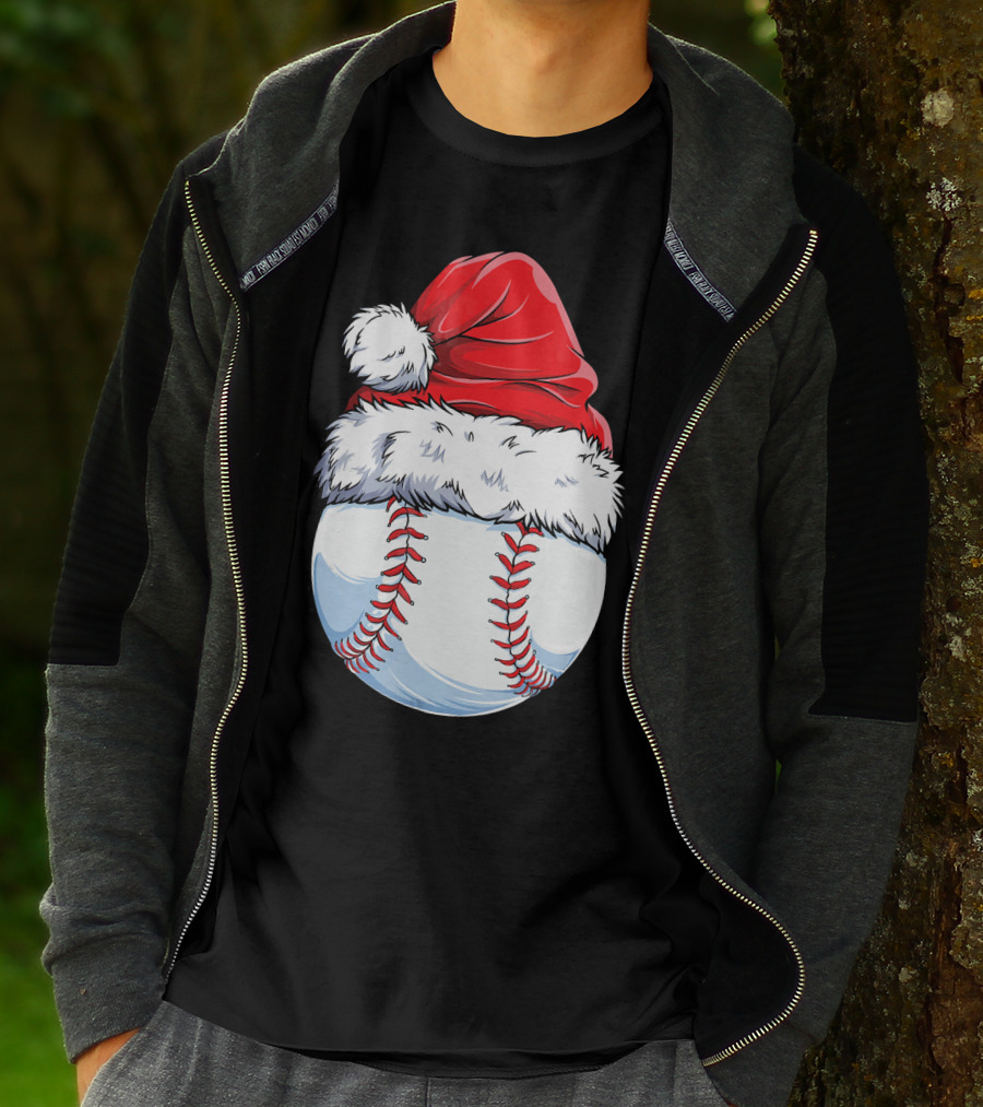 Baseball Santa Christmas Hat T-Shirt