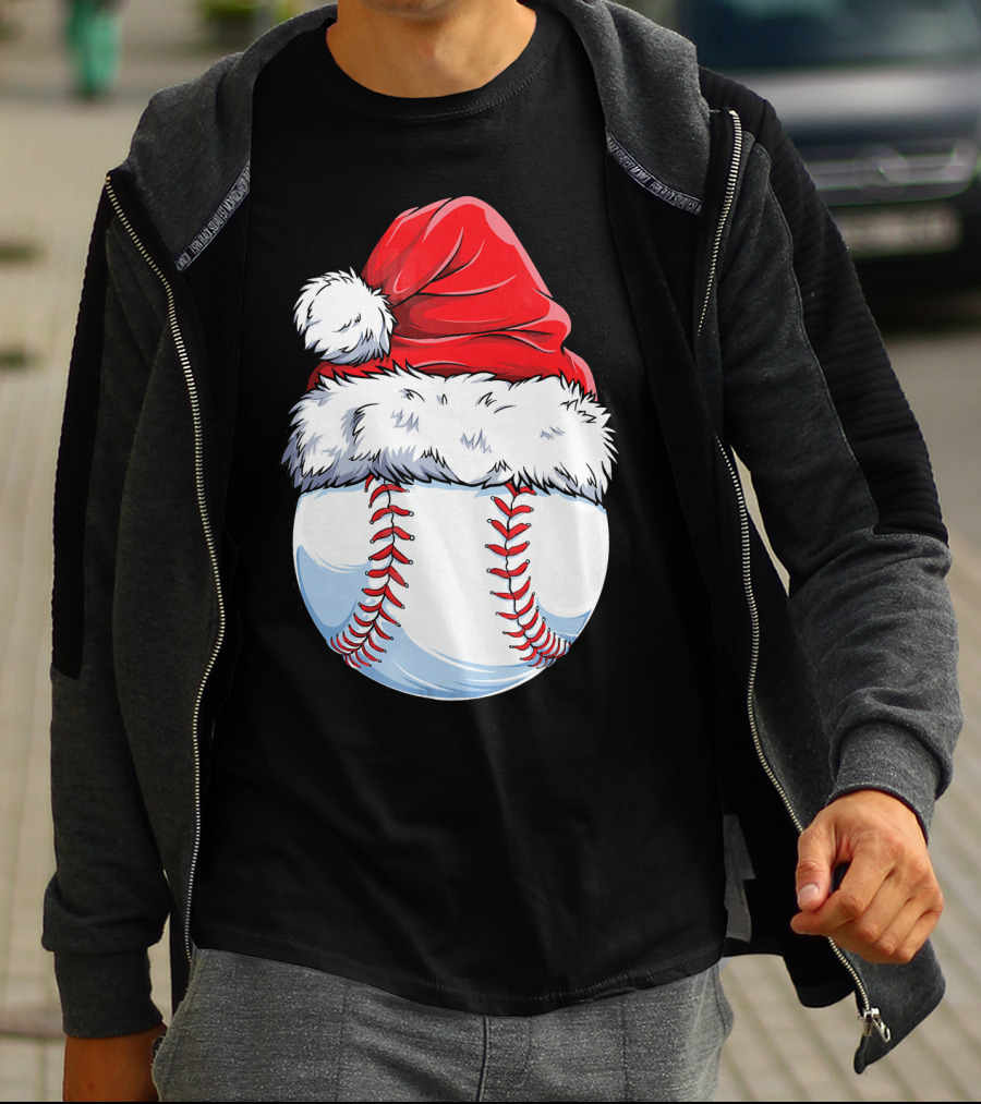 Baseball Santa Christmas Hat T-Shirt