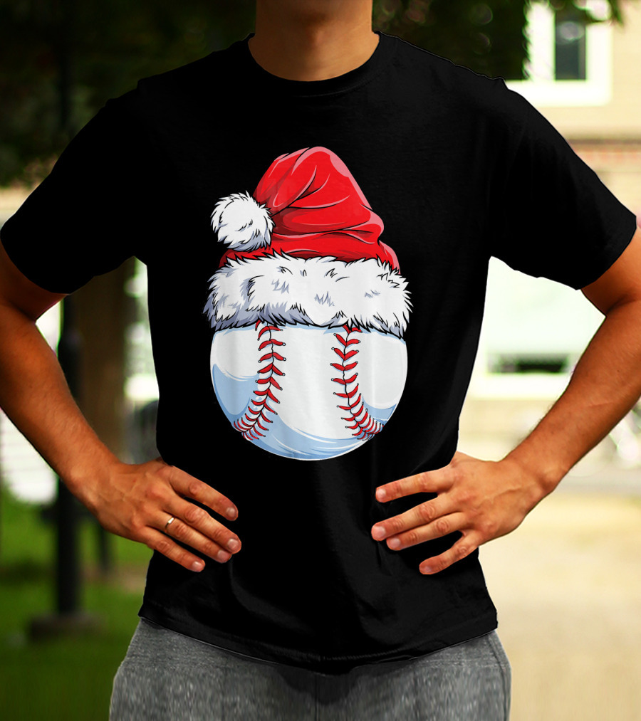 Baseball Santa Christmas Hat T-Shirt
