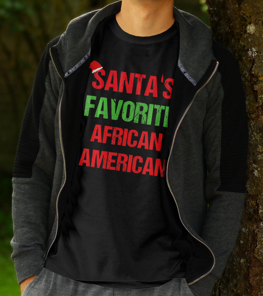 Santa's Favorite African American Holiday Quote With Santa Hat T-Shirt