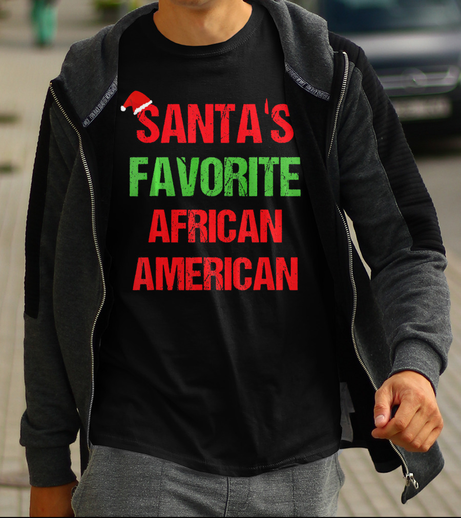Santa's Favorite African American Holiday Quote With Santa Hat T-Shirt