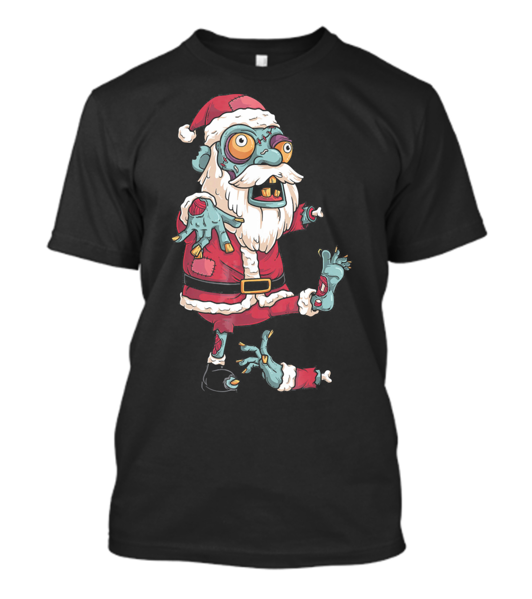 Zombie Christmas Santa Claus Funny Carto Character In Santa Suit T-Shirt