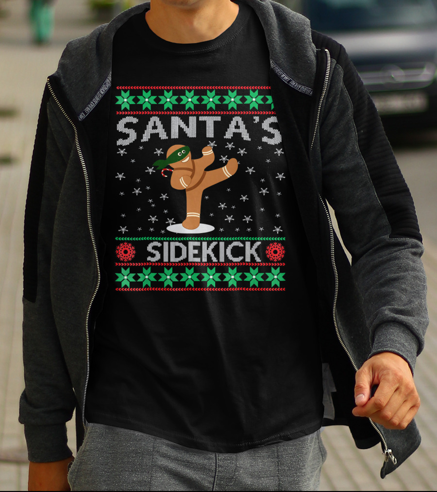 Santa's Sidekick Gingerbread Ninja Christmas T-Shirt