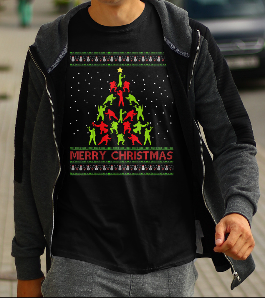 Merry Christmas Paintball Sport Christmas Tree T-Shirt