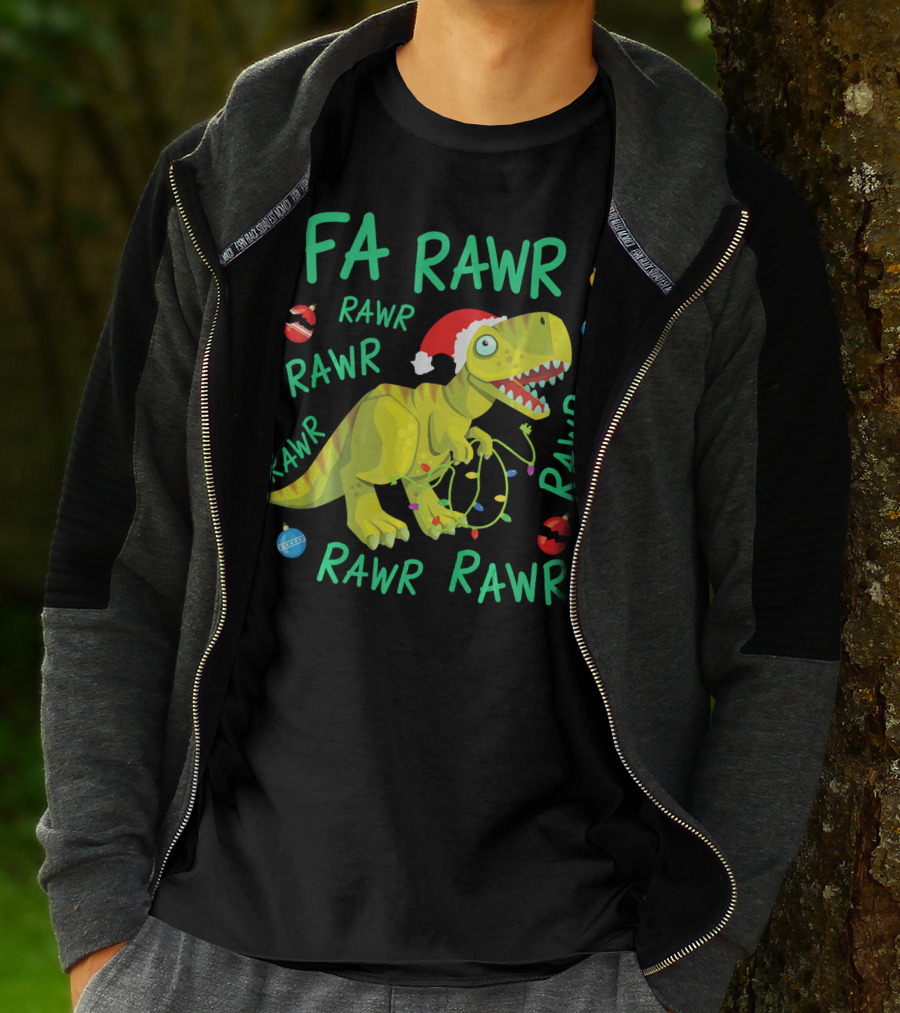 FA RAWR RAWR RAWR Tyrannosaurus Rex Santa Hat Christmas Ornaments T-Shirt
