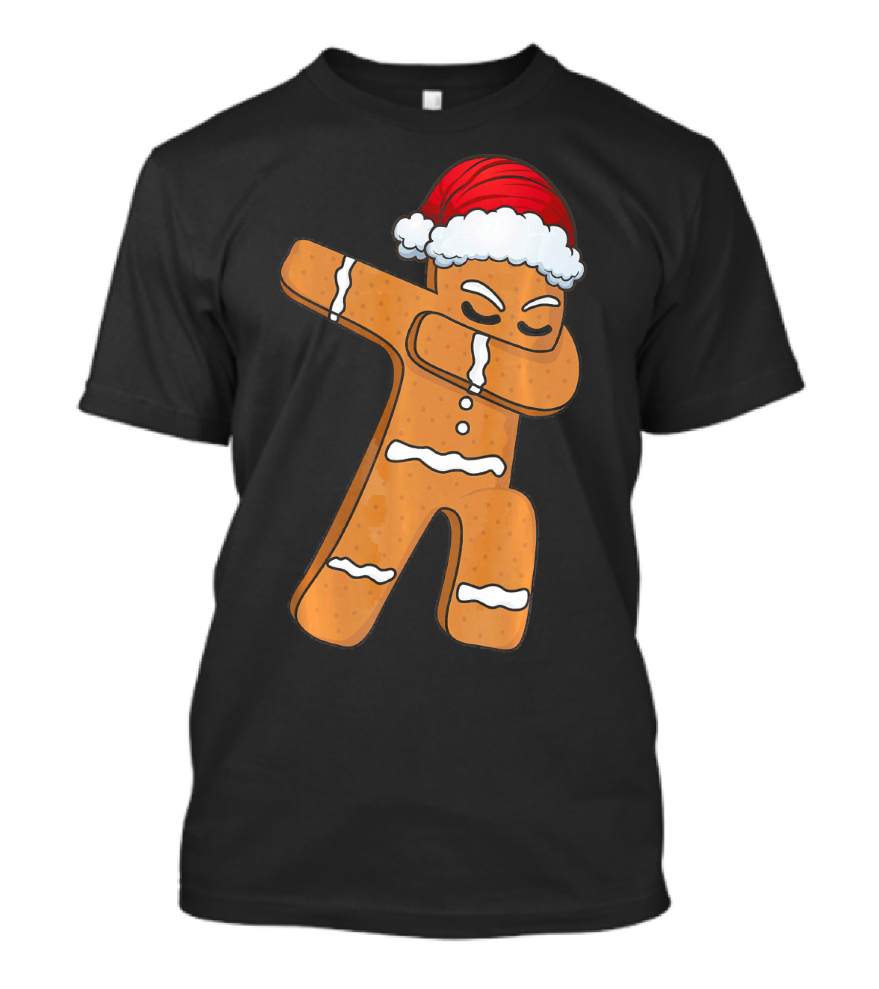 Dabbing Gingerbread Man With Santa Hat Holiday Fun T-Shirt