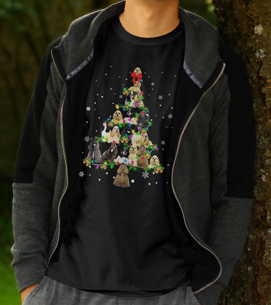 American Cocker Spaniel Christmas Tree Snowflakes T-Shirt