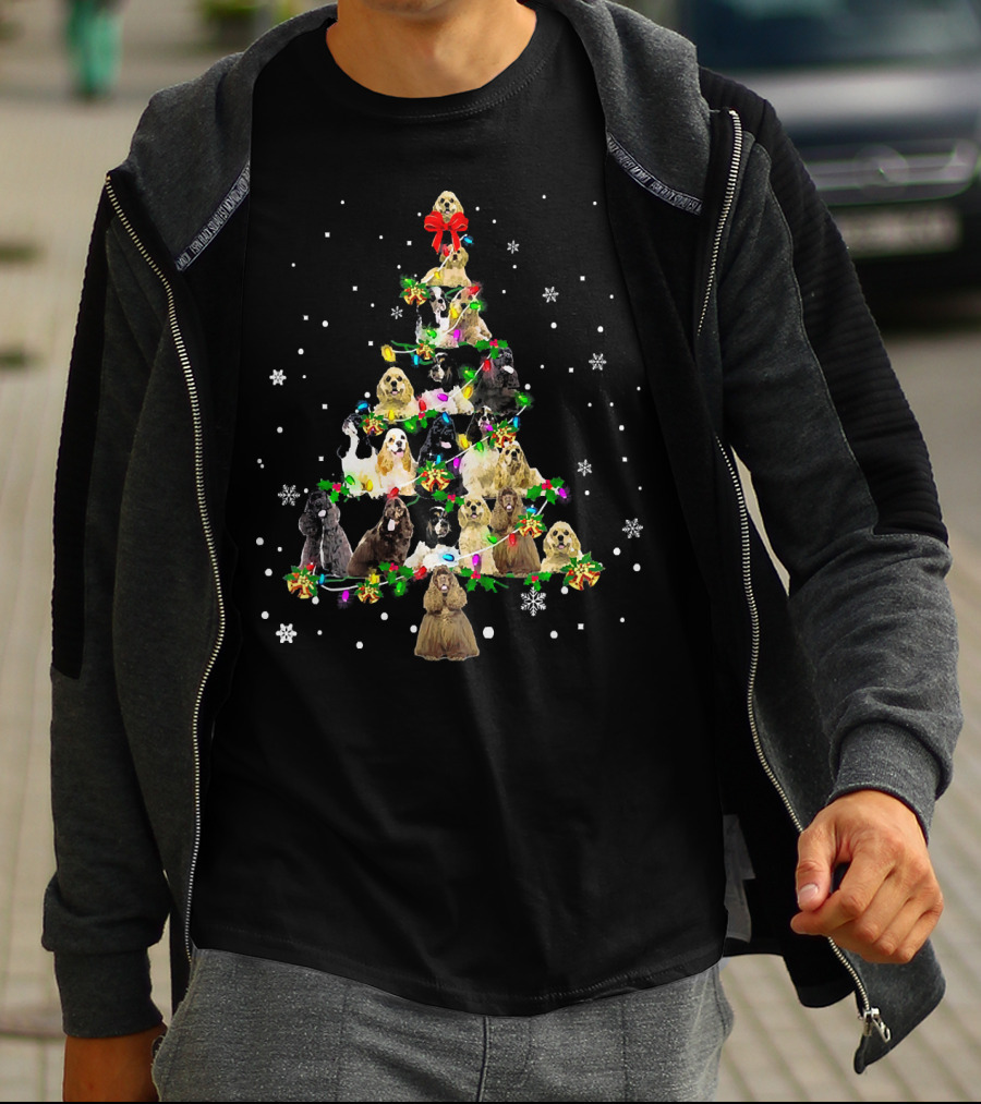 American Cocker Spaniel Christmas Tree Snowflakes T-Shirt