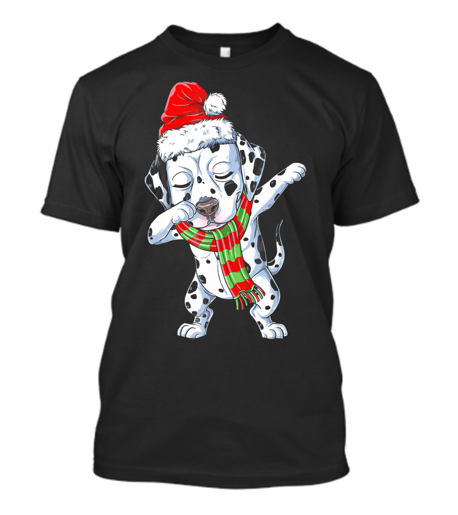 Dabbing Dalmatian Puppy In Santa Hat And Festive Scarf T-Shirt